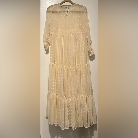 🌷 ZARA SWISS DOT FLOWY TULLE LONG DRESS PALE PINK 🌷 - Picture 4 of 7